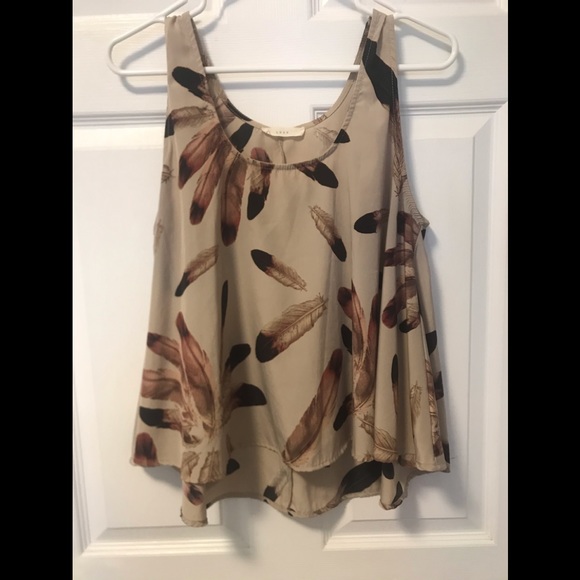Silk feather print tank - Picture 1 of 3